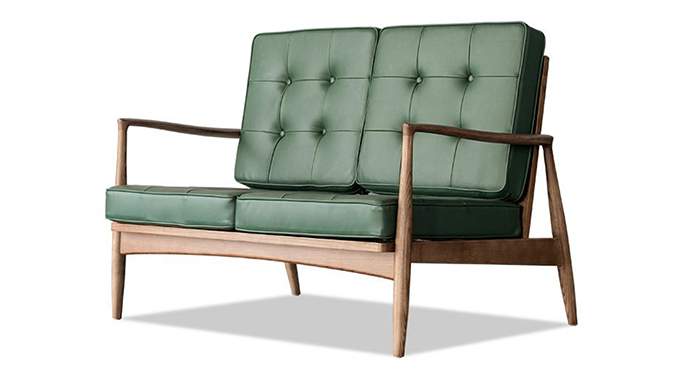Simple sofa for double person with solid wood leg