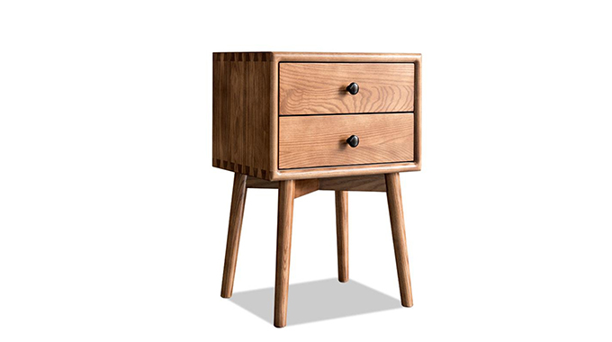 Solid Wooden side table with double drawers